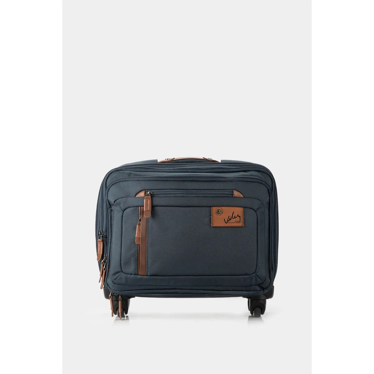 VELEZ - Vélez Maleta Ejecutiva Lona Por Cuero 16" Living Azul Oscuro