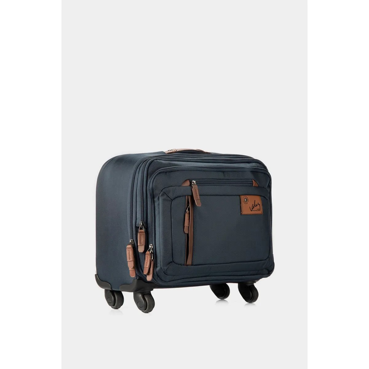 VELEZ - Vélez Maleta Ejecutiva Lona Por Cuero 16" Living Azul Oscuro