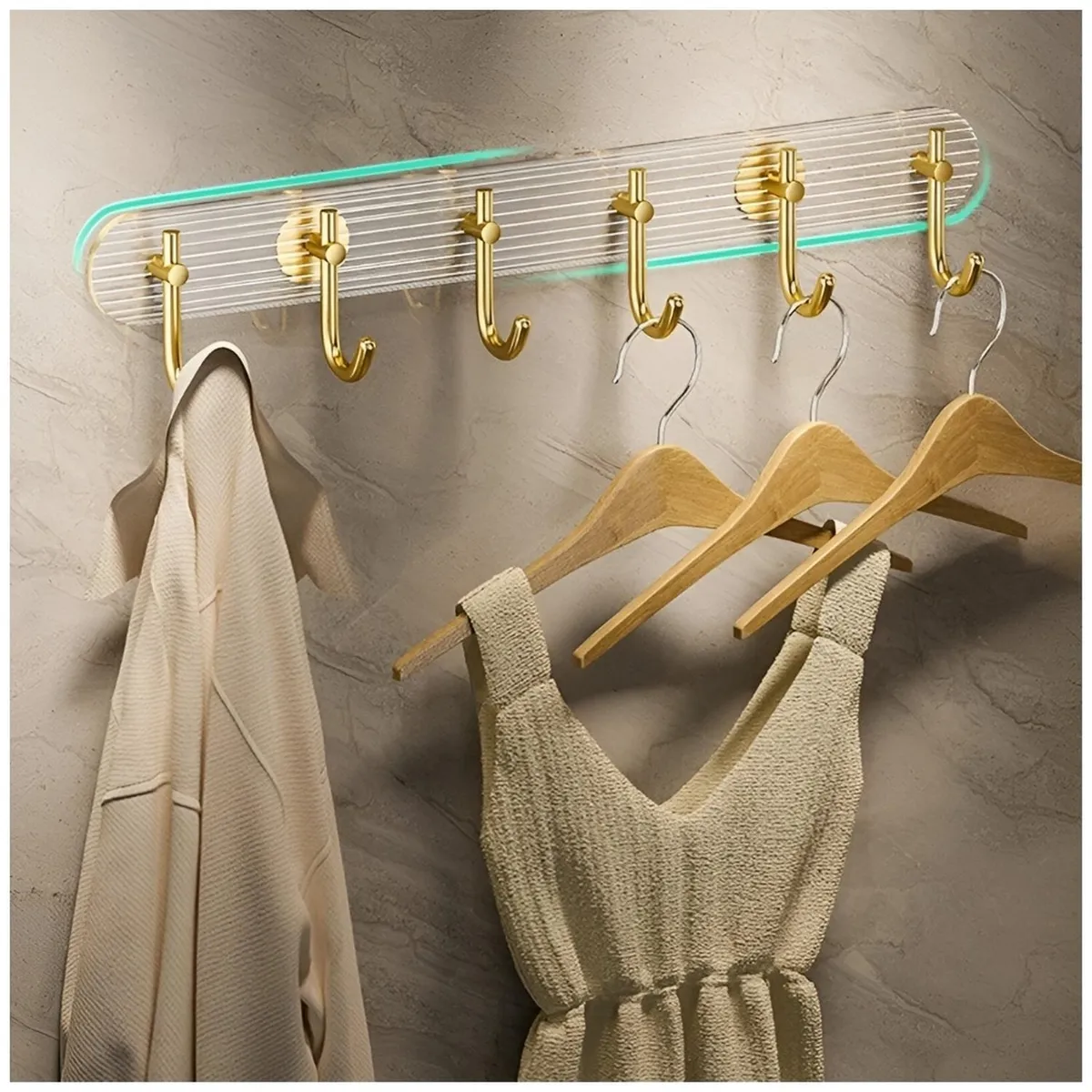 MINARI - Perchero de Pared  de 5 Ganchos Colgadores de Armario D85