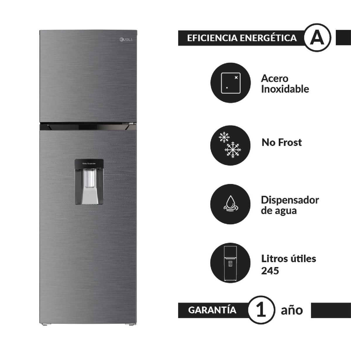 GENERICO - Refrigerador Smart T 245 L No Frost Inox KUBLI