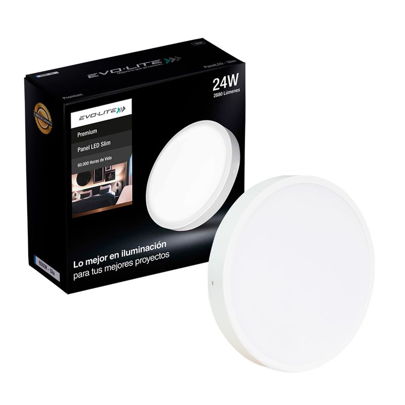 EVOLITE - Plafon led panel slim 4 24w redondo sobreponer Luz Neutra