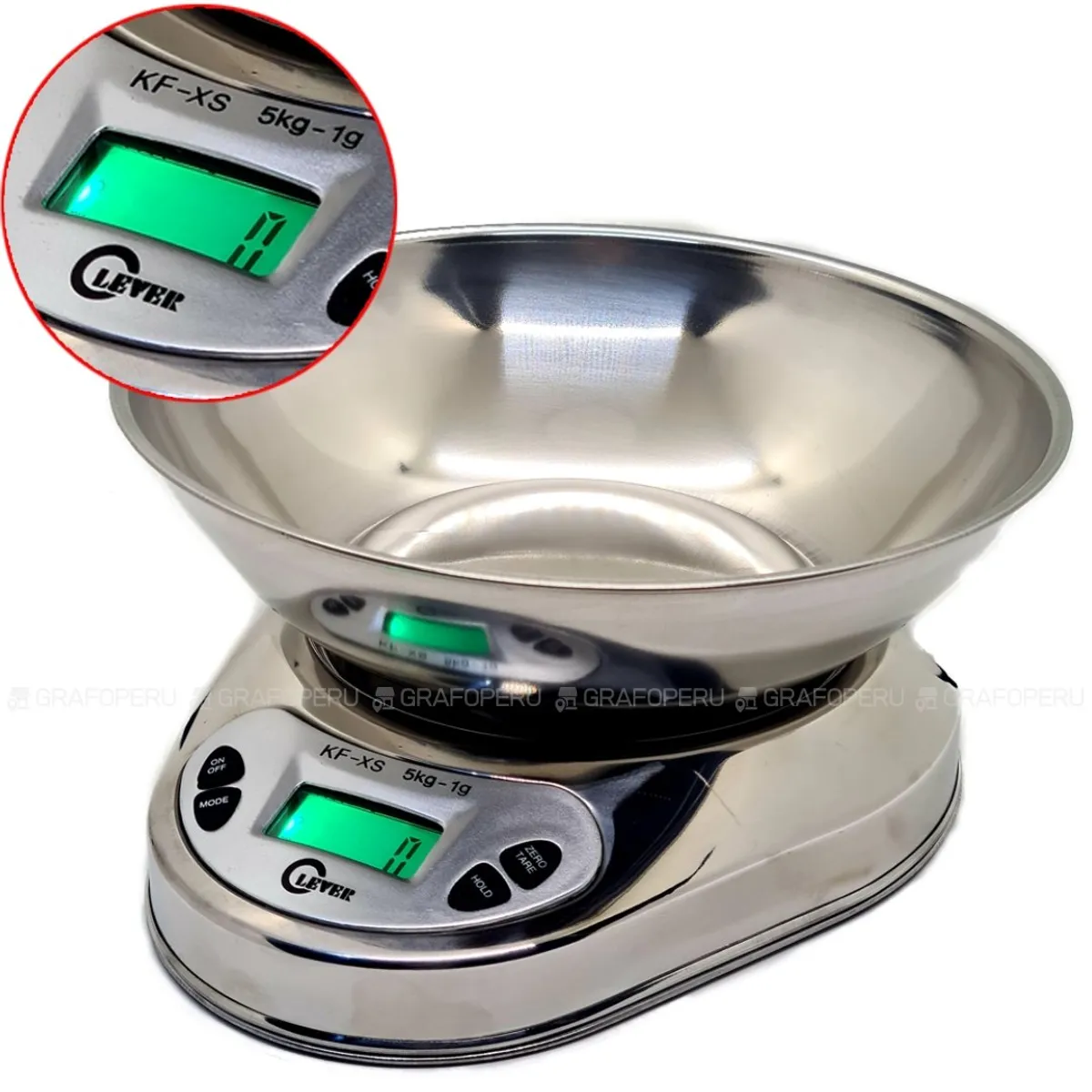 OEM - Balanza Gramera Digital Electronica Cocina Plato Acero 5Kg