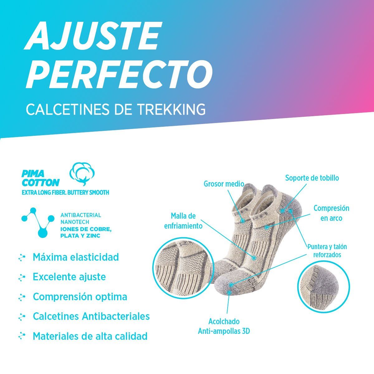 SILVERA NANOTECH - Medias taloneras deportivas running ciclismo gym fútbol entreno 3-pack