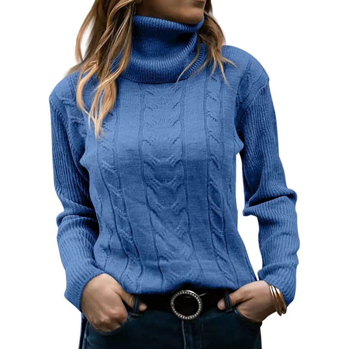 TIOZONEY - Sweater Cuello de Cuello Alto Mujer