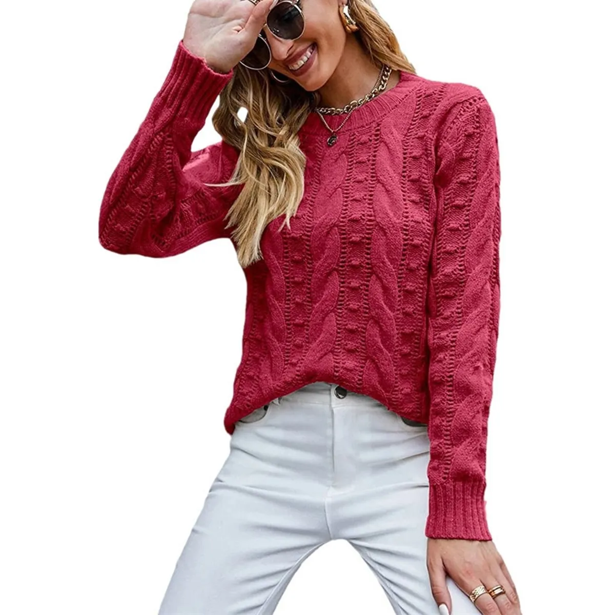 TIOZONEY - Sweater Cuello Redondo Mujer