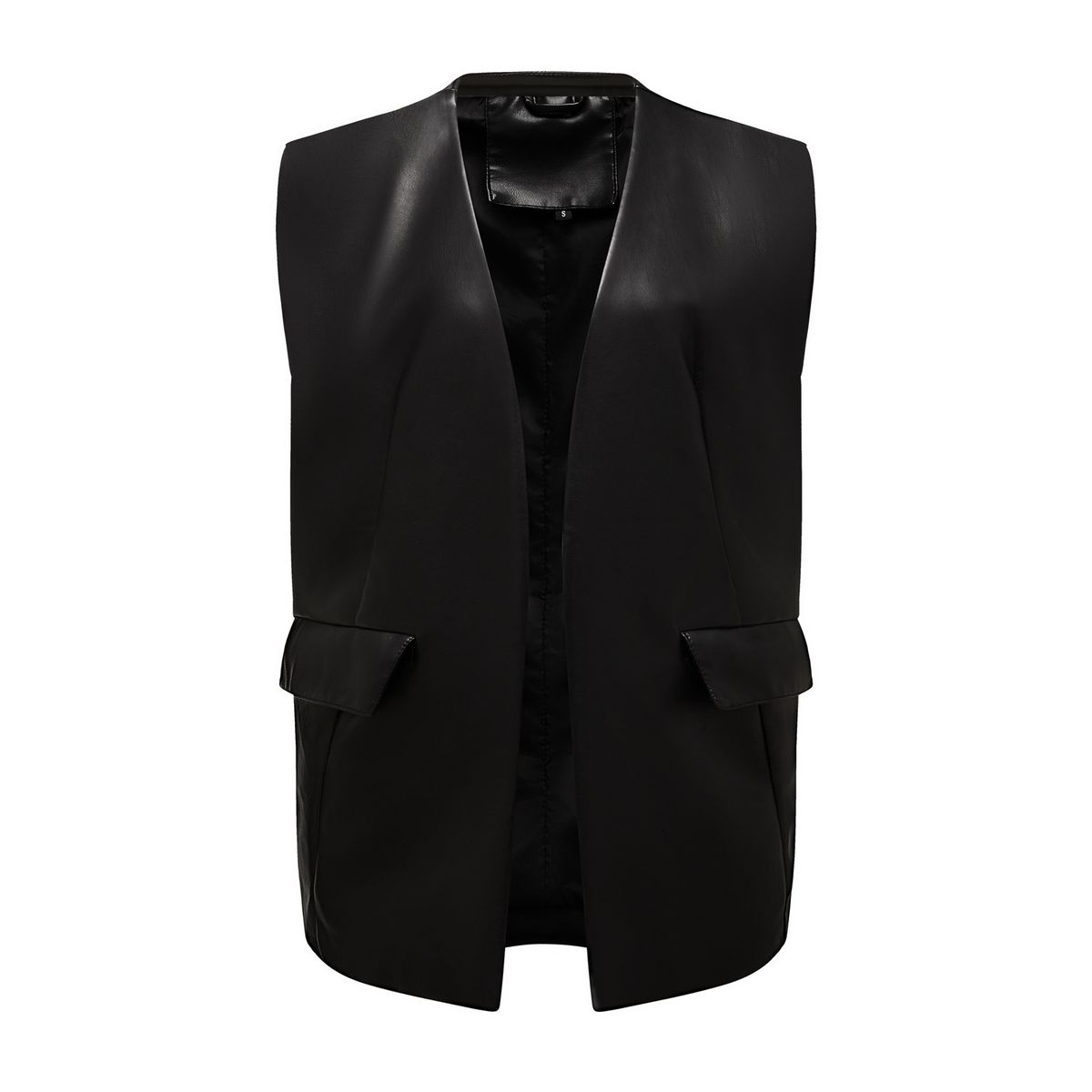 TIOZONEY - Gillet de PU para mujer - Negro