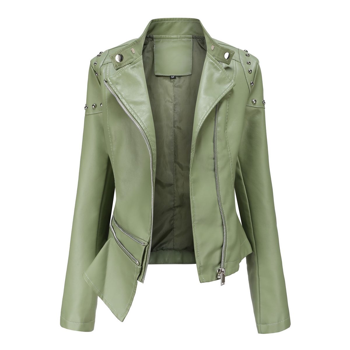 TIOZONEY - Chaqueta de PU para mujer - Verde