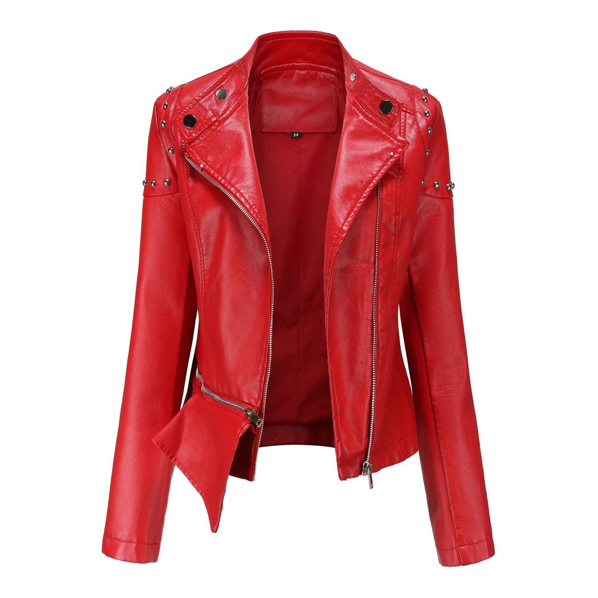 TIOZONEY - Chaqueta de PU para mujer - Rojo