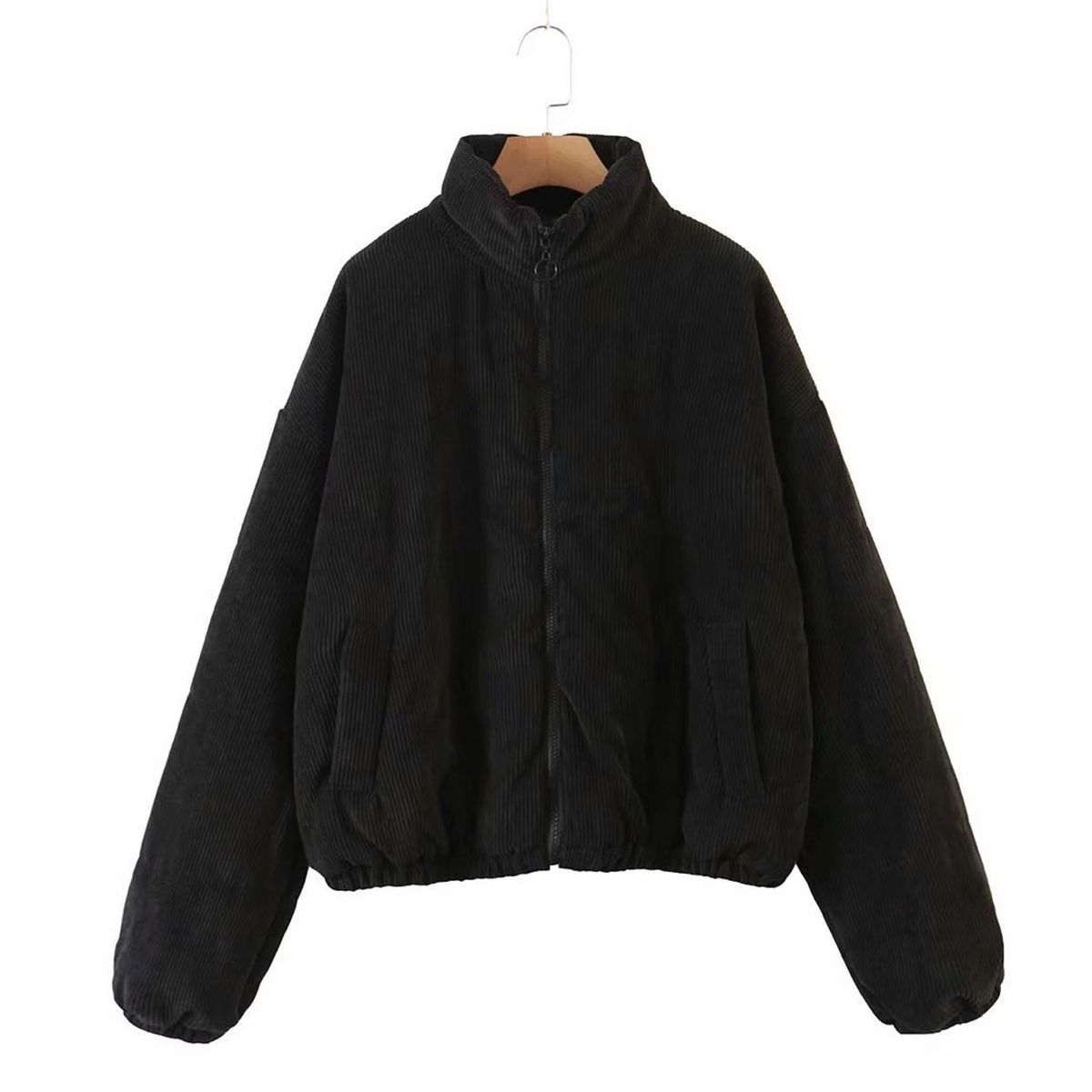 TIOZONEY - Abrigo de algodón casual - Negro