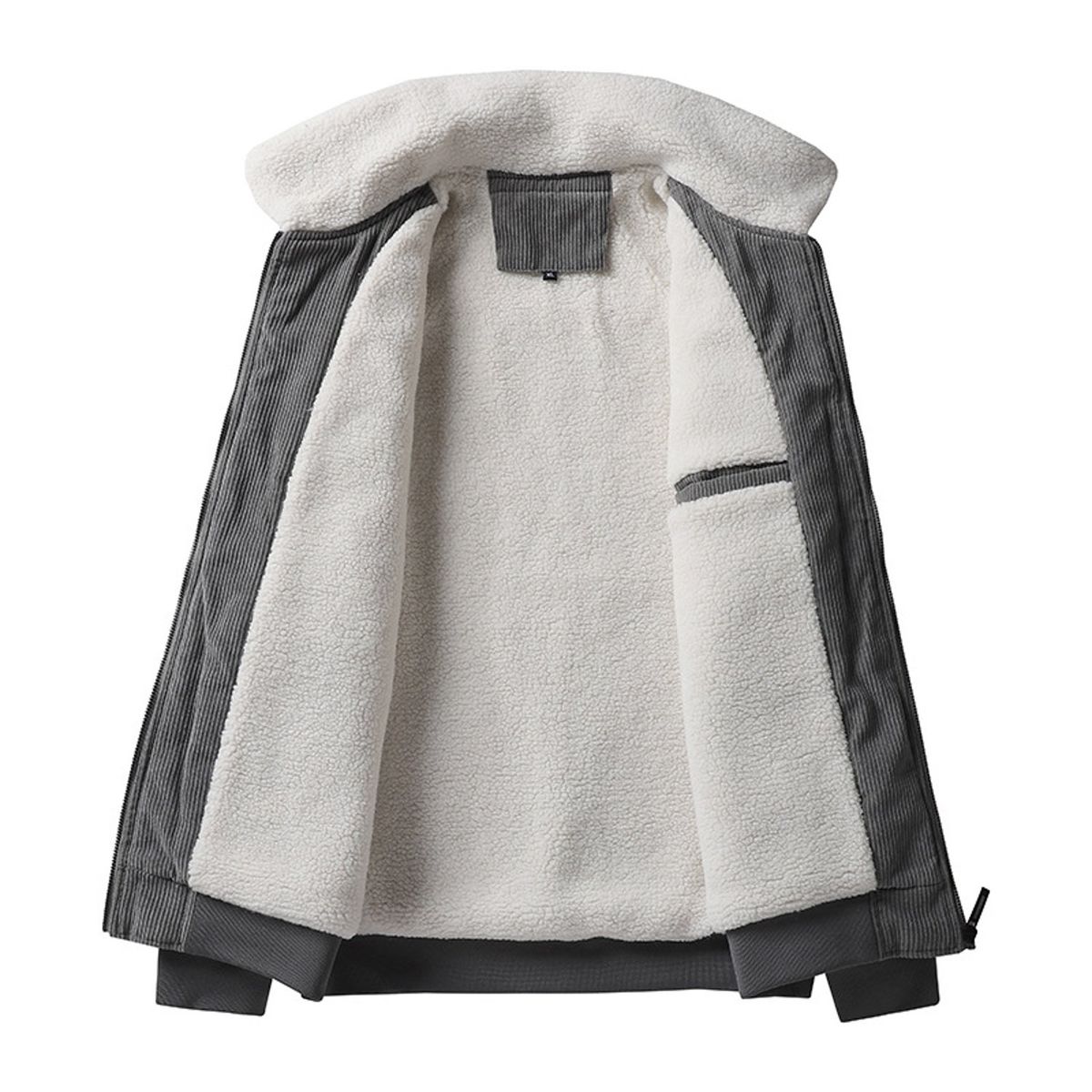 TIOZONEY - Chaqueta de cordero para hombres - Gris