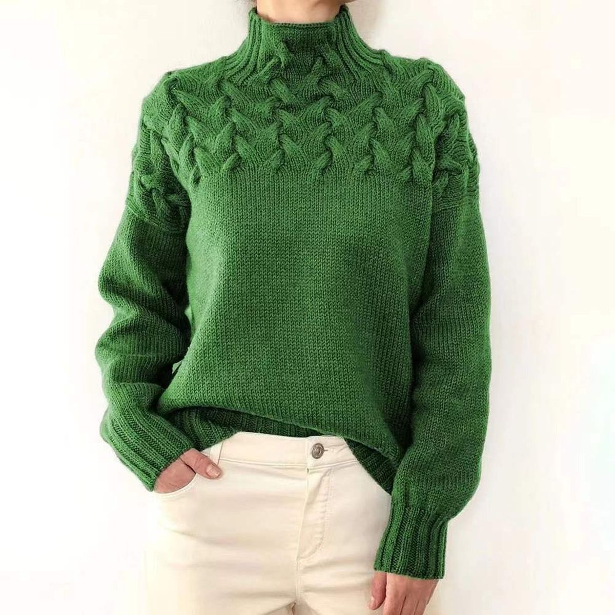 TIOZONEY - Sweater Cuello de Cuello Alto Mujer