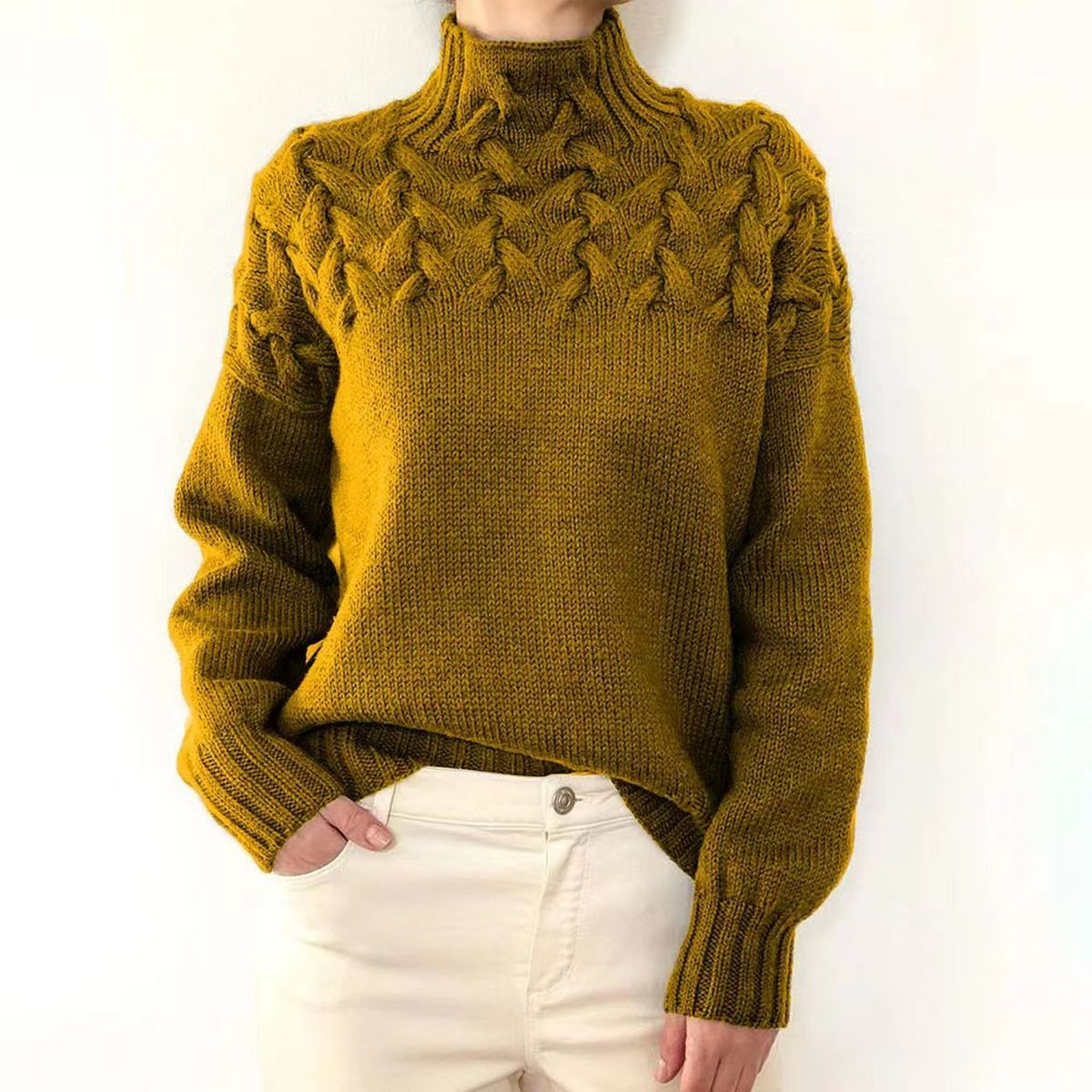 TIOZONEY - Sweater Cuello de Cuello Alto Mujer