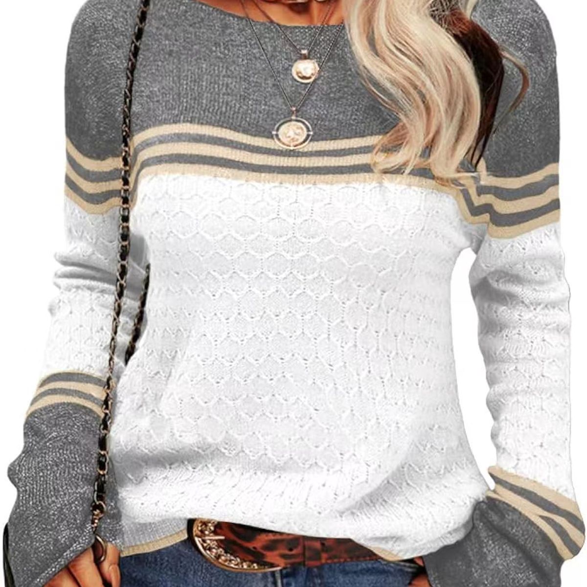 TIOZONEY - Sweater Cuello Redondo Mujer
