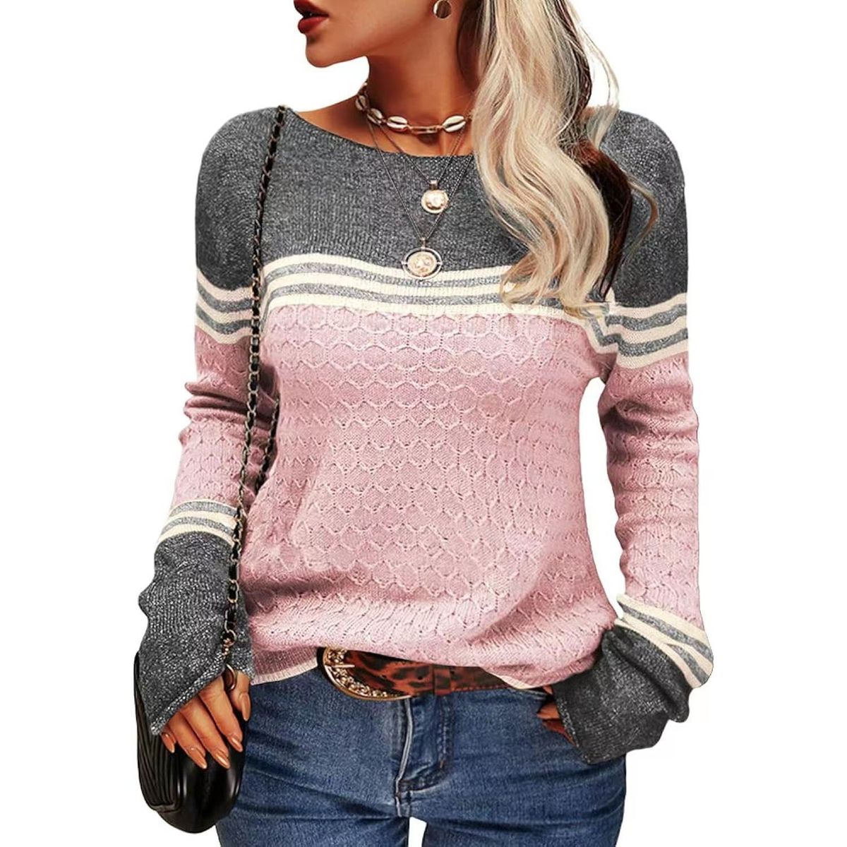 TIOZONEY - Sweater Cuello Redondo Mujer