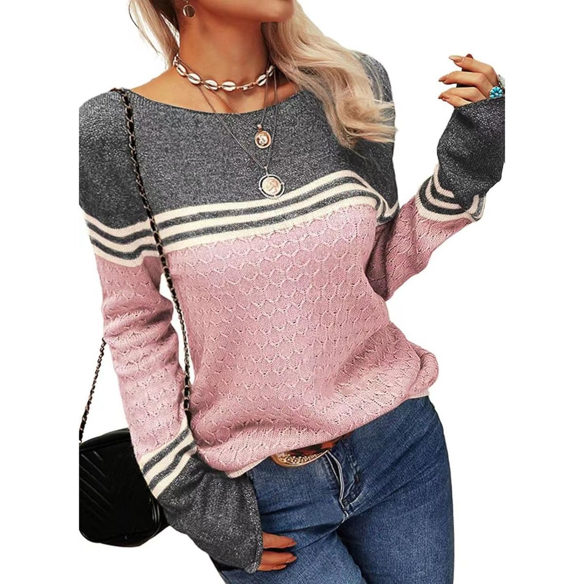 TIOZONEY - Sweater Cuello Redondo Mujer