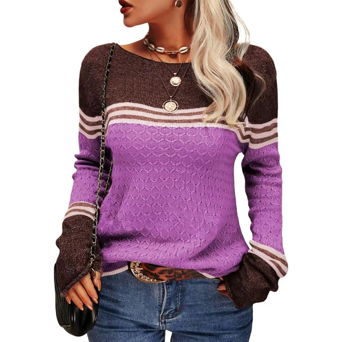 TIOZONEY - Sweater Cuello Redondo Mujer