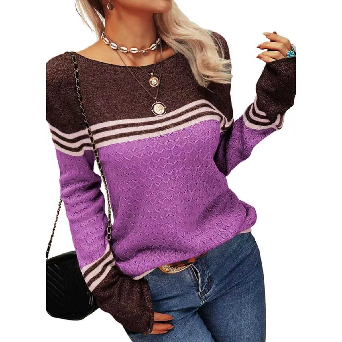 TIOZONEY - Sweater Cuello Redondo Mujer