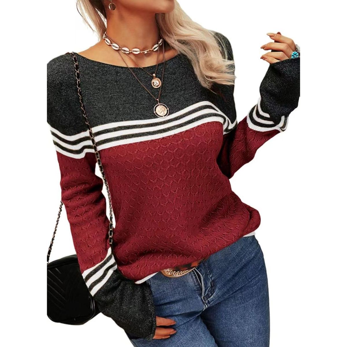 TIOZONEY - Sweater Cuello Redondo Mujer