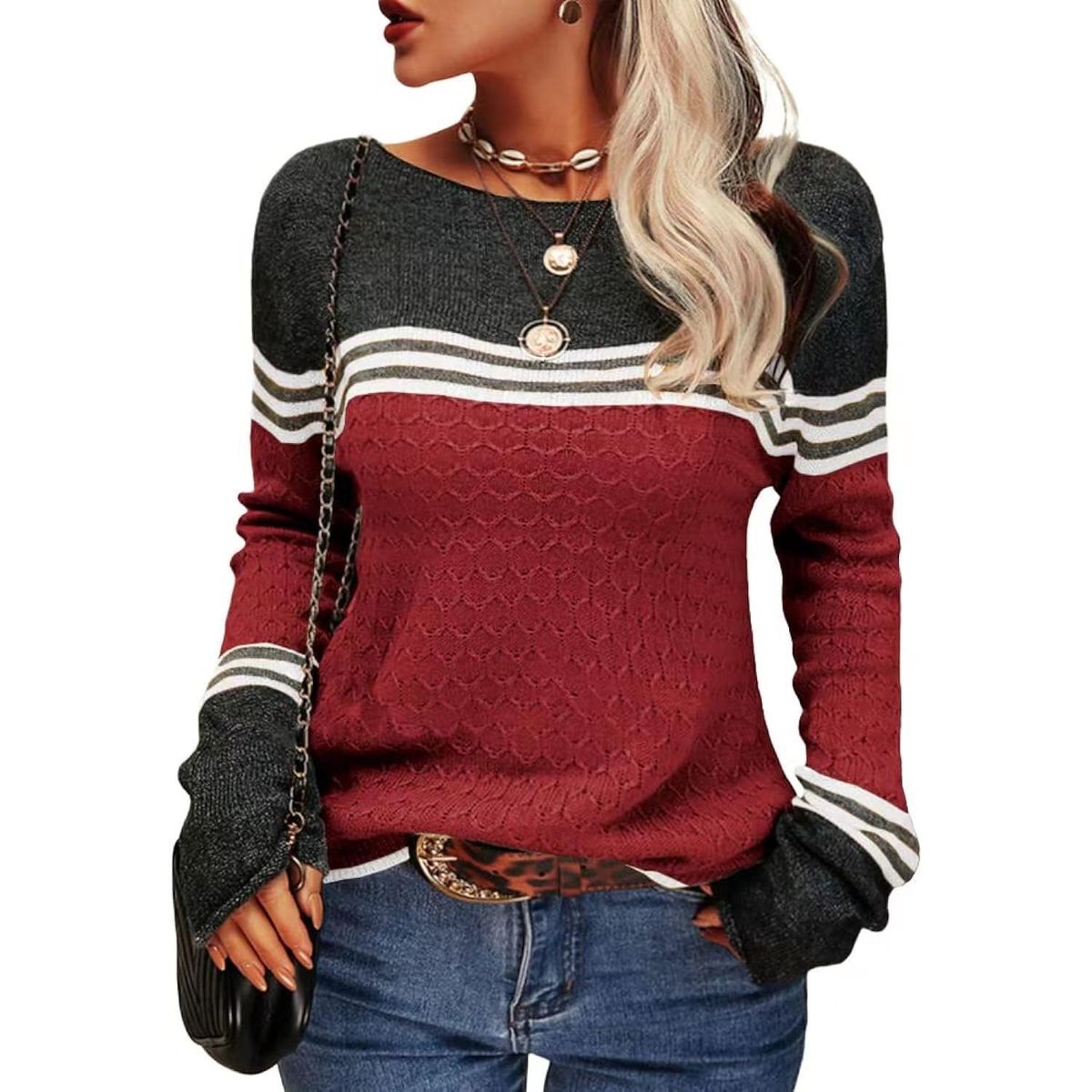 TIOZONEY - Sweater Cuello Redondo Mujer