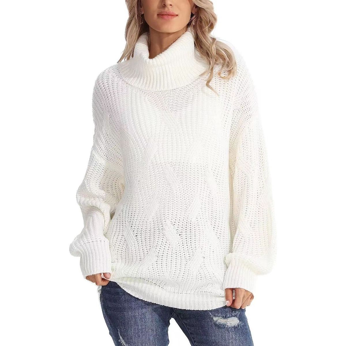 TIOZONEY - Sweater Cuello de Cuello Alto Mujer