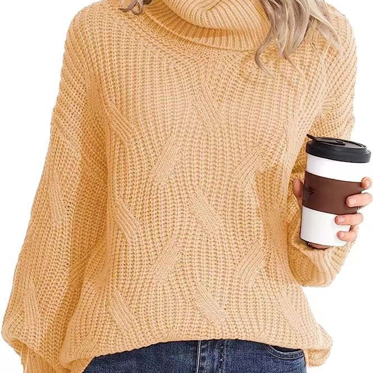 TIOZONEY - Sweater Cuello de Cuello Alto Mujer