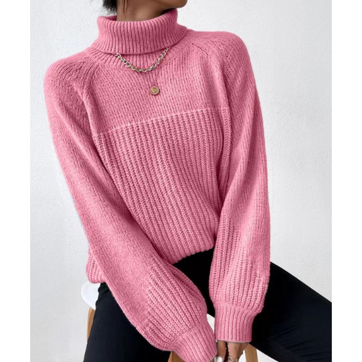 TIOZONEY - Sweater Cuello de Cuello Alto Mujer