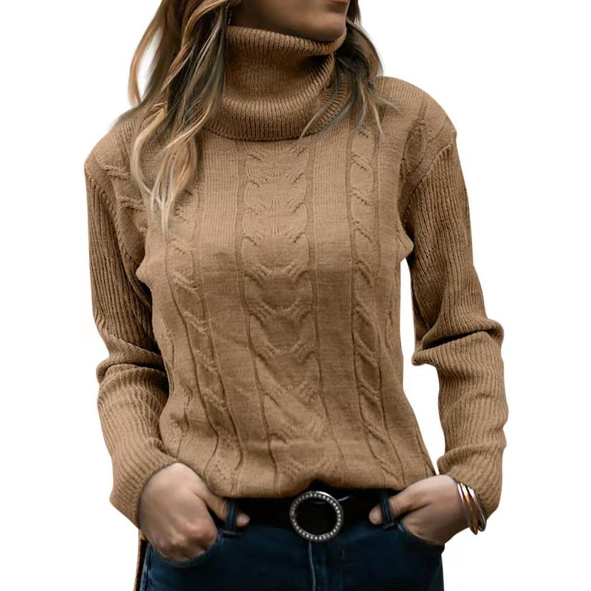 TIOZONEY - Sweater Cuello de Cuello Alto Mujer