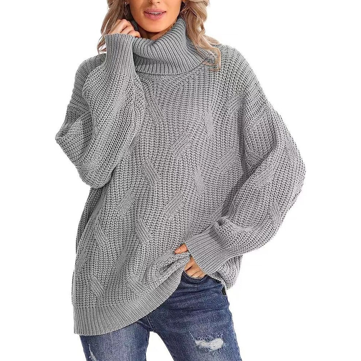 TIOZONEY - Sweater Cuello de Cuello Alto Mujer