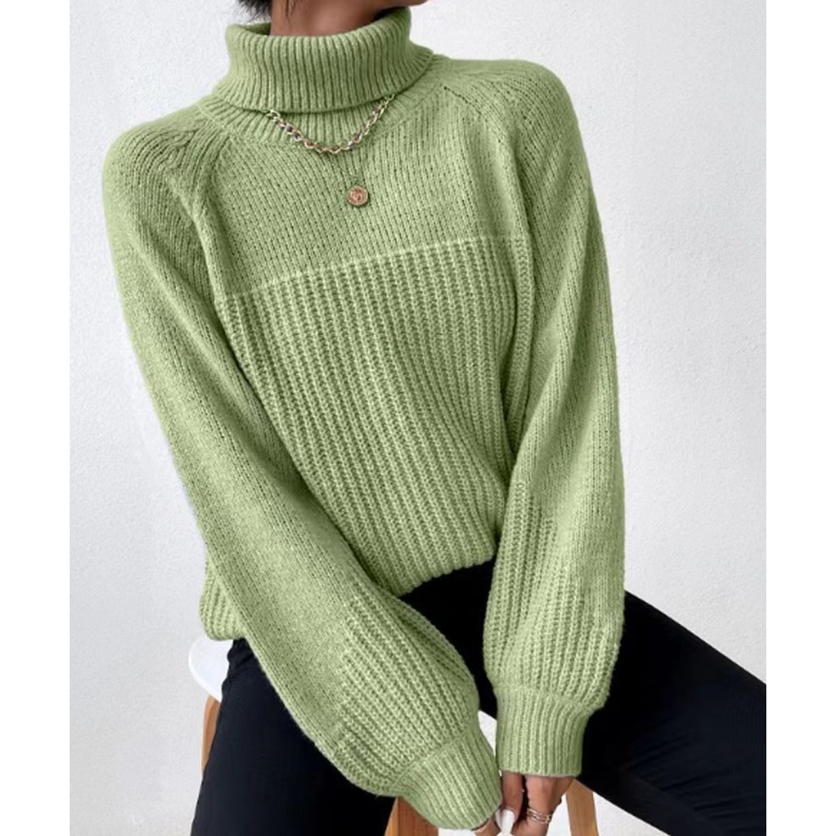 TIOZONEY - Sweater Cuello de Cuello Alto Mujer