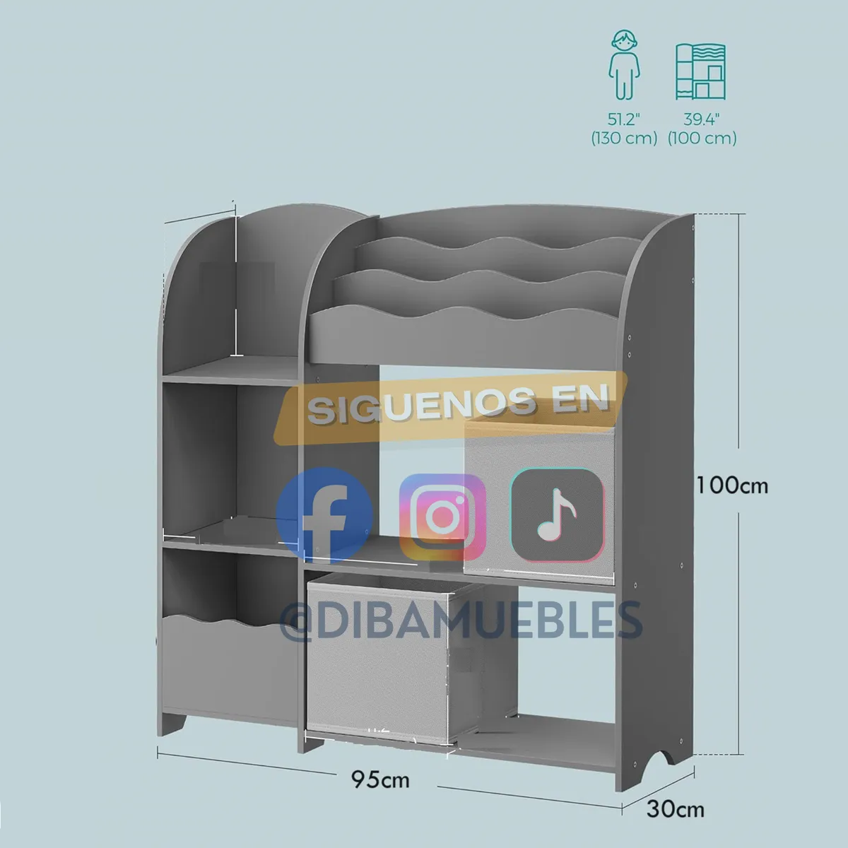 DIBA MUEBLES - Librero Organizador Infantil Kawa Blanco DIBA Muebles