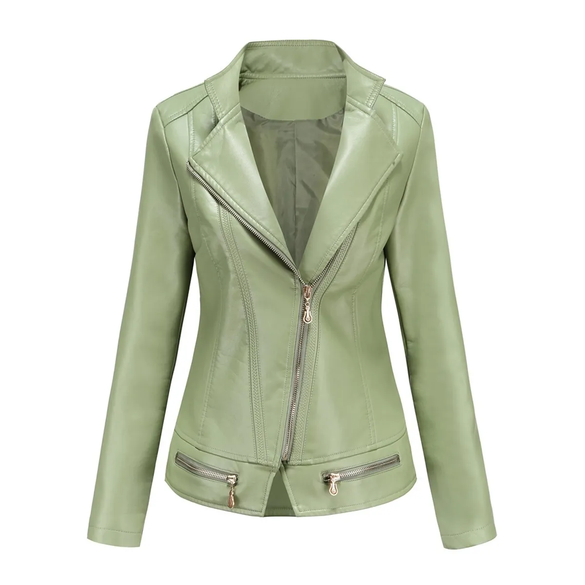 TIOZONEY - Chaqueta de PU  PU  para mujer - Verde