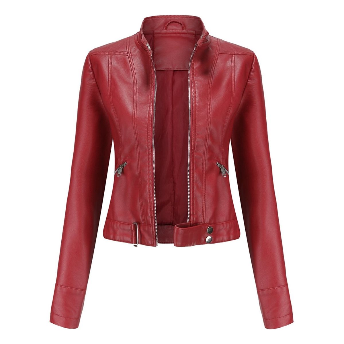 TIOZONEY - Chaqueta de PU para mujer - Rojo
