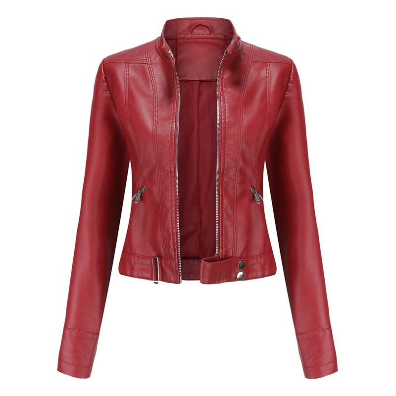 TIOZONEY - Chaqueta de PU para mujer - Rojo