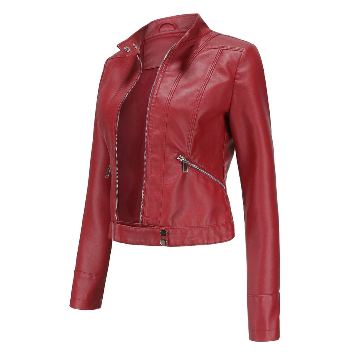 TIOZONEY - Chaqueta de PU para mujer - Rojo