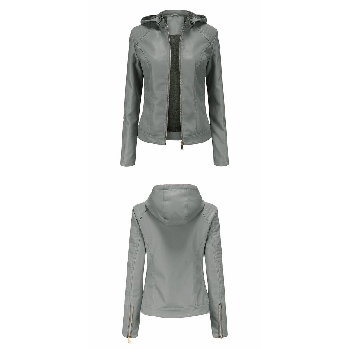 TIOZONEY - Chaqueta de PU para mujer PU cálida para mujer - Verde