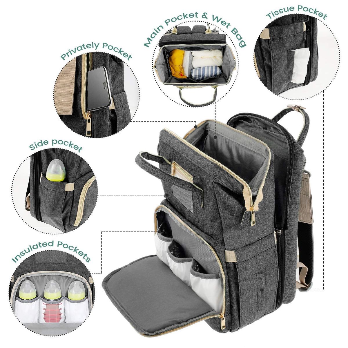 TIOZONEY - Mochila Pañalera Open