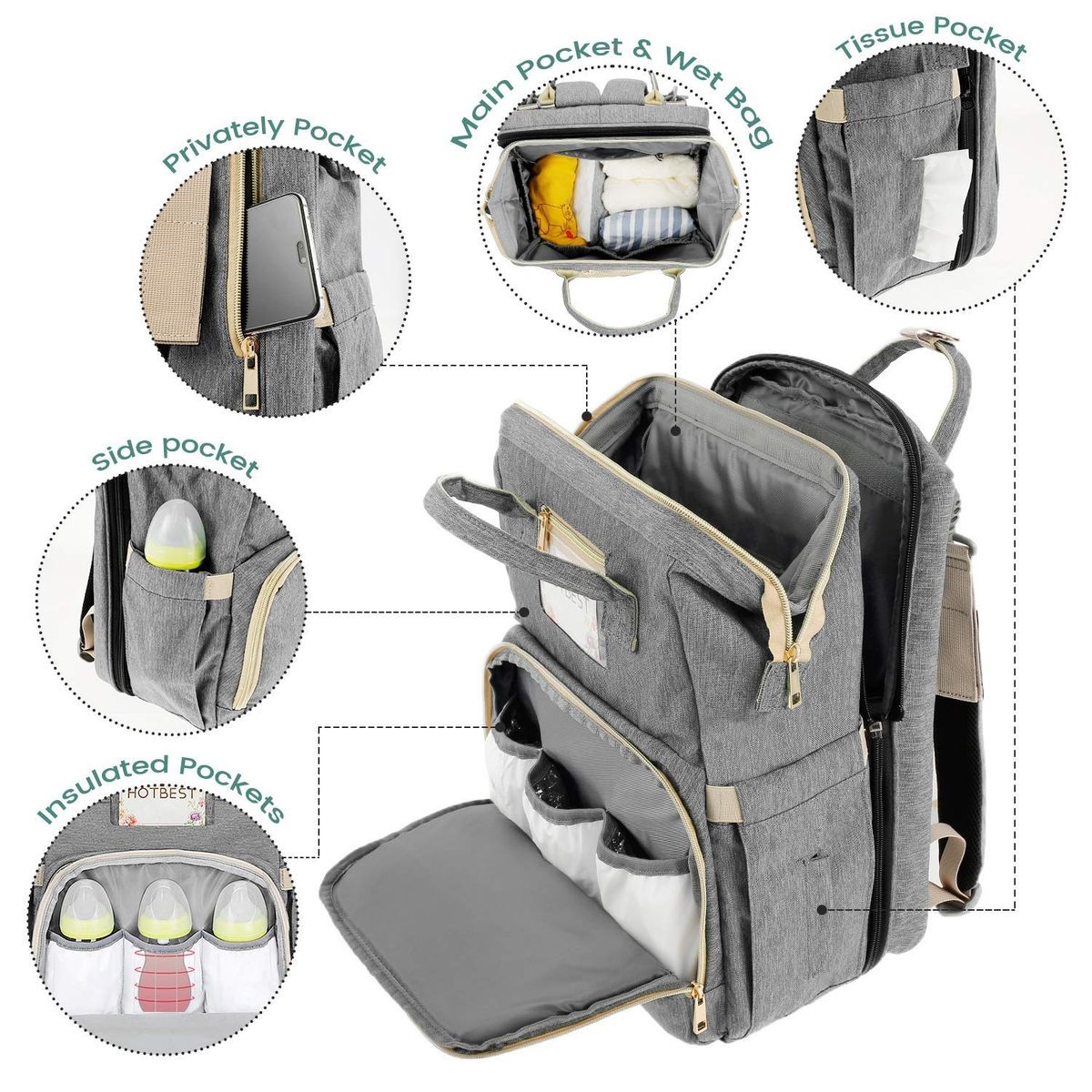 TIOZONEY - Mochila Pañalera Open