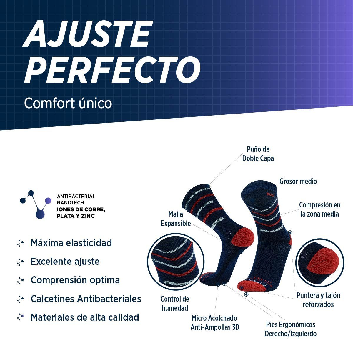 SILVERA NANOTECH - Medias de running compresión deportivas ciclismo gym yoga hombre mujer