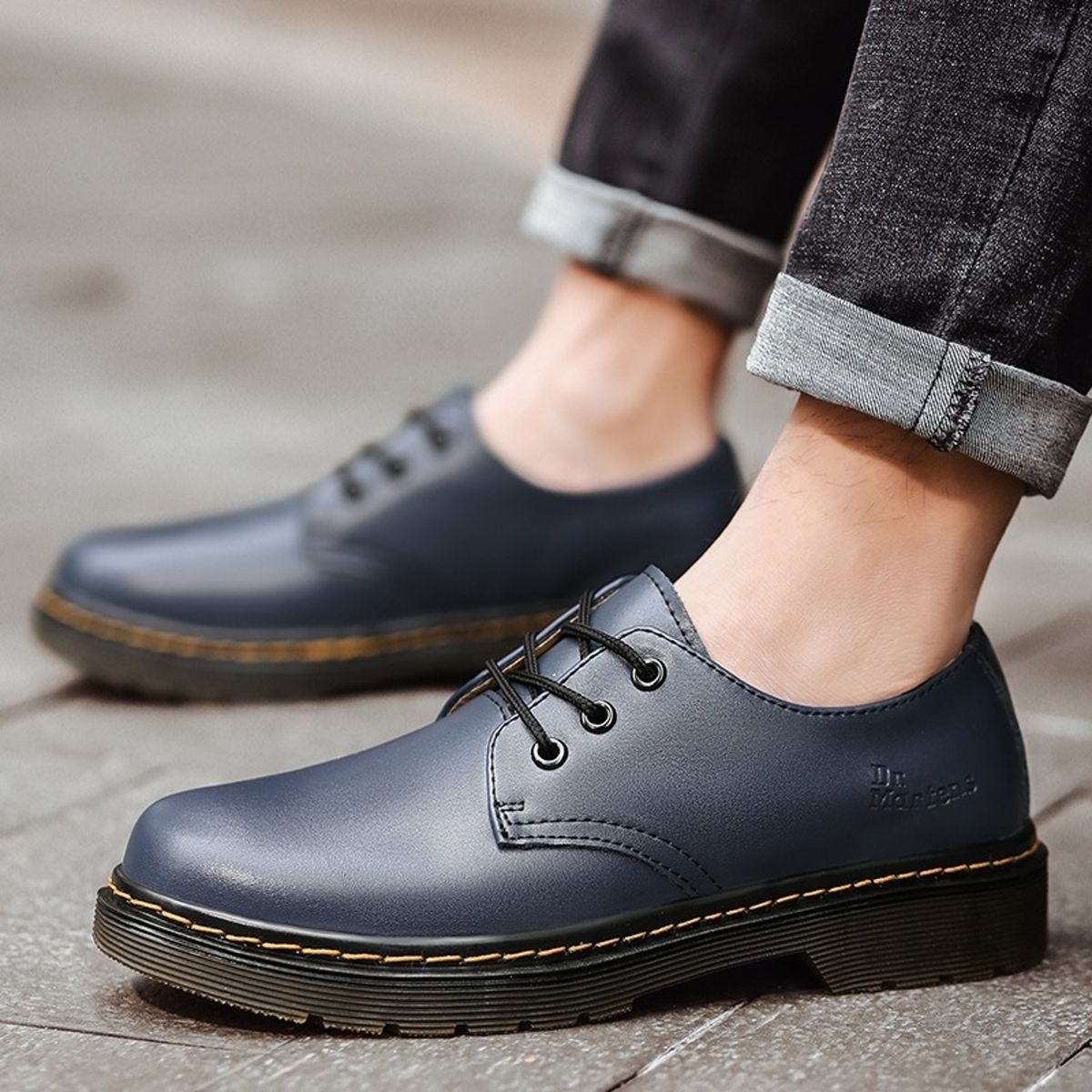 TIOZONEY - Zapatos de PU casual estilo británico-Negro