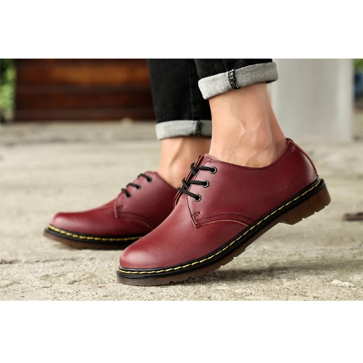 TIOZONEY - Zapatos de PU casual estilo británico-Rojo