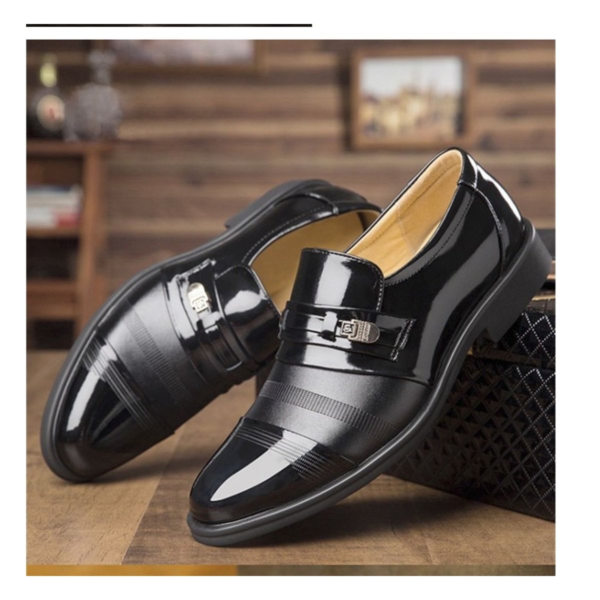 TIOZONEY - zapatos de PU para hombre-Negro