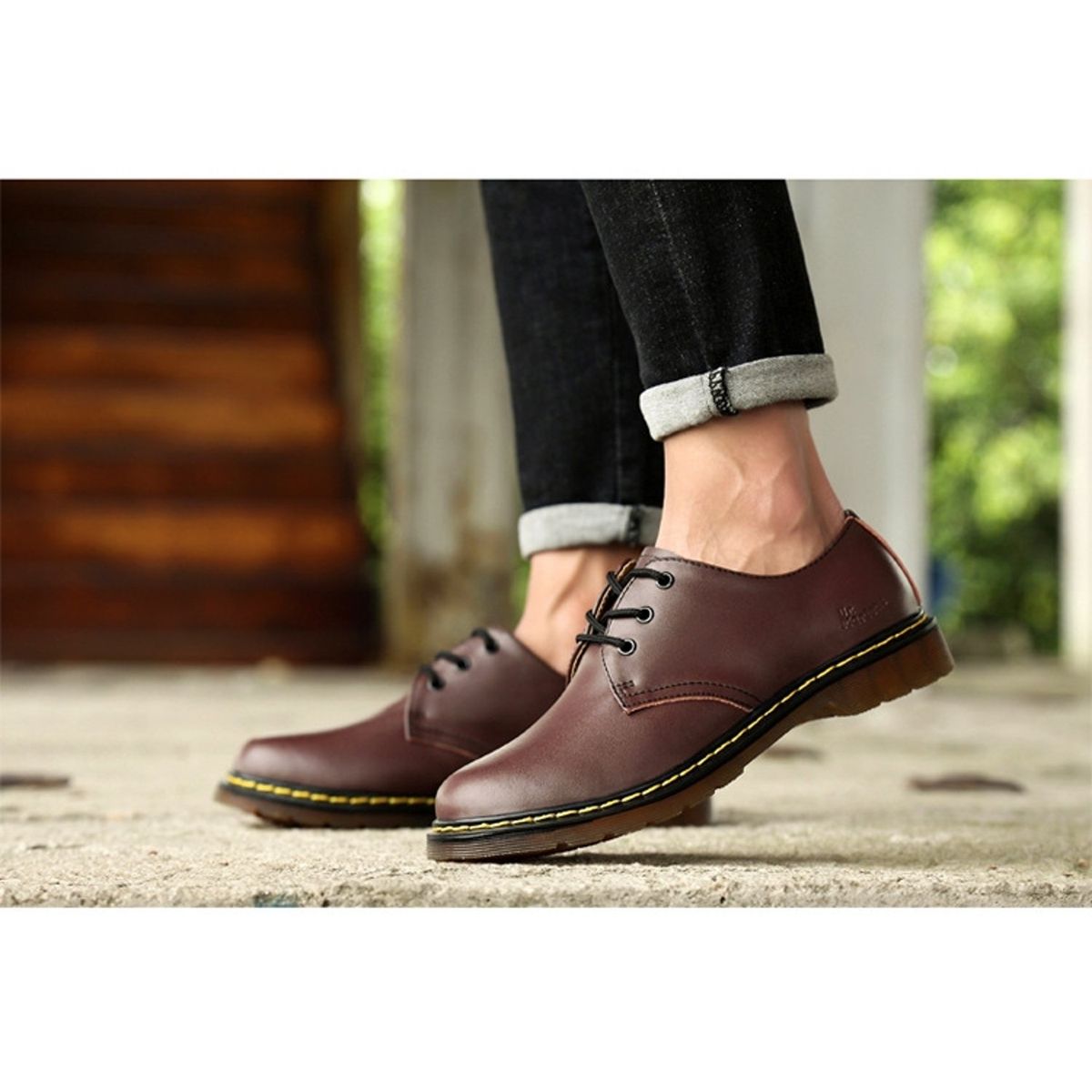 TIOZONEY - Zapatos de PU casual estilo británico-Marrón
