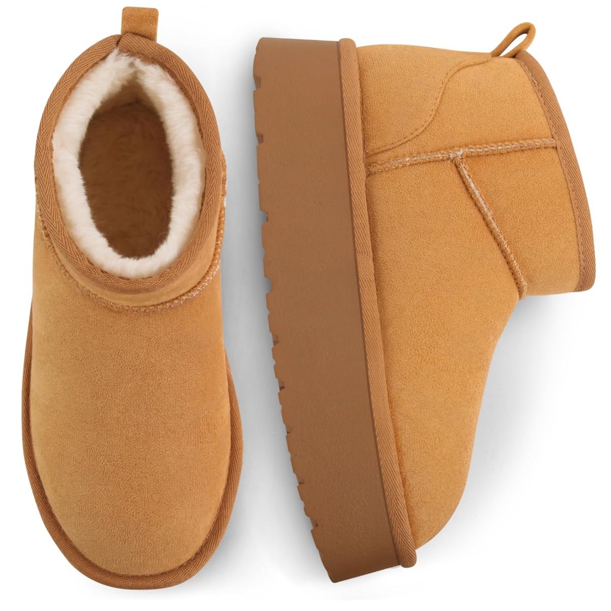 TIOZONEY - Botas De Nieve Tiozoney Cortas Khaki Felpa Para Mujer