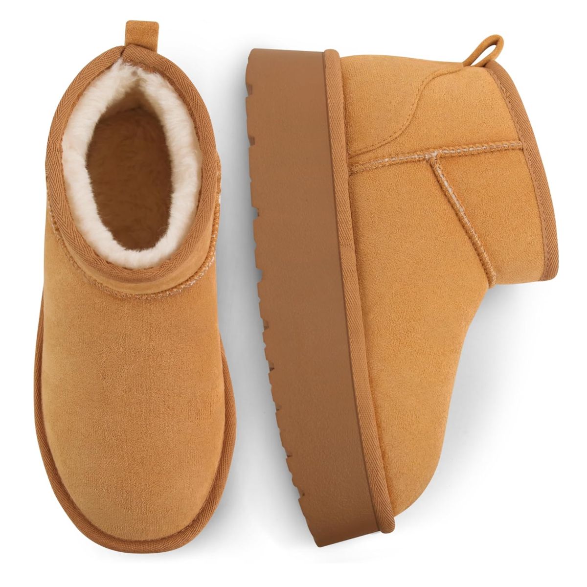 TIOZONEY - Botas De Nieve Tiozoney Cortas Khaki Felpa Para Mujer