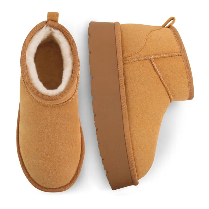 TIOZONEY - Botas De Nieve Tiozoney Cortas Khaki Felpa Para Mujer