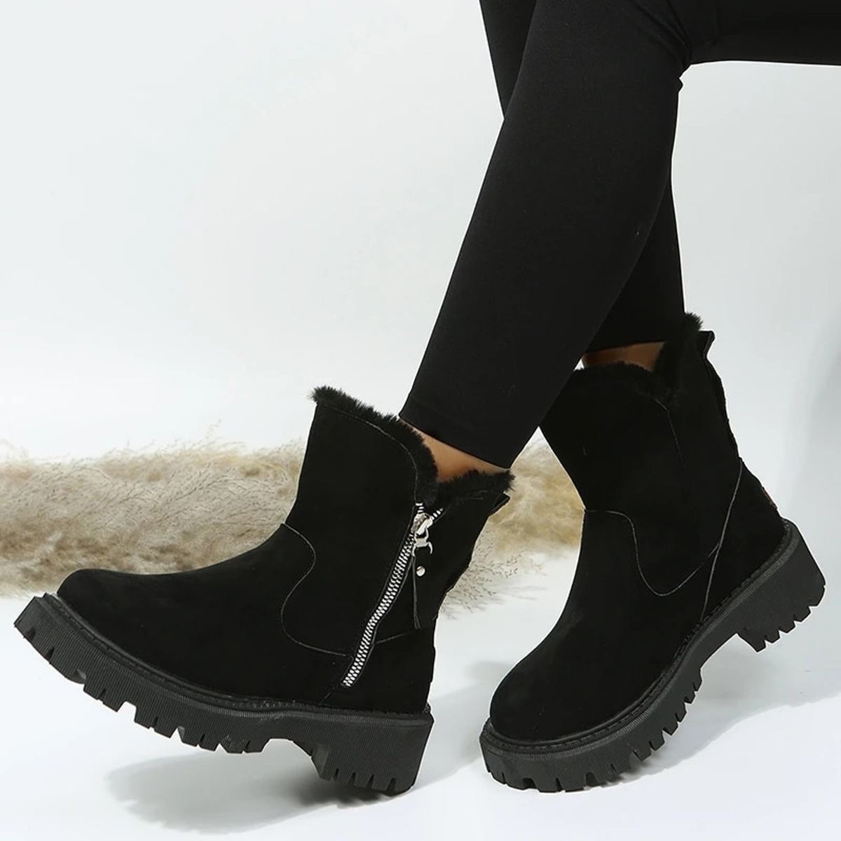 TIOZONEY - Botas de nieve de felpa gruesa para mujer