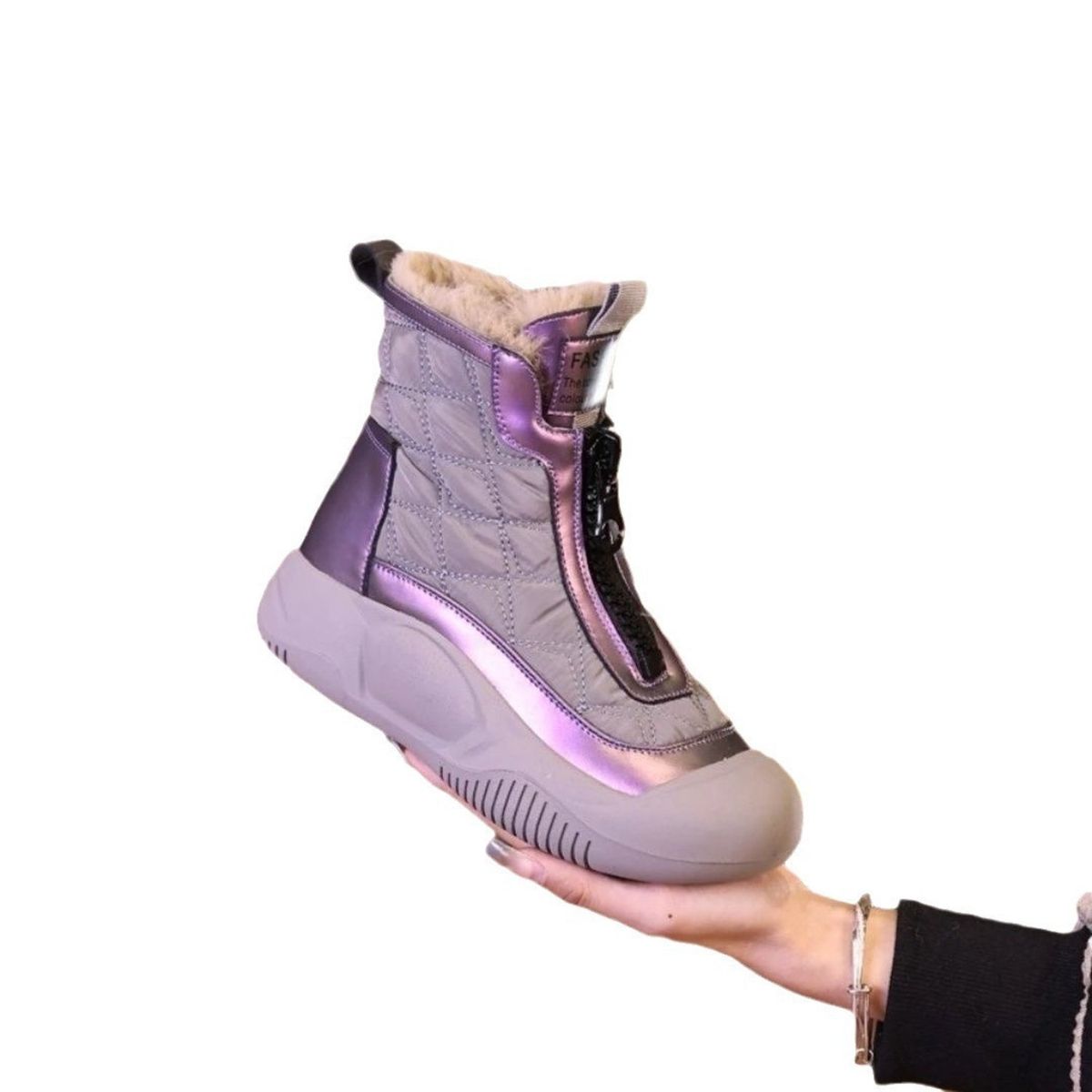 TIOZONEY - Botas de nieve largas de chiporro para mujer