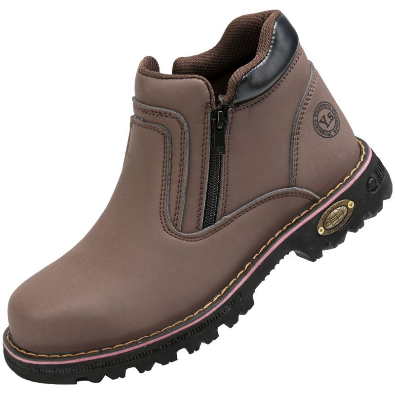 TIOZONEY - Zapatos de seguridad con cierre a prueba de golpes - Café