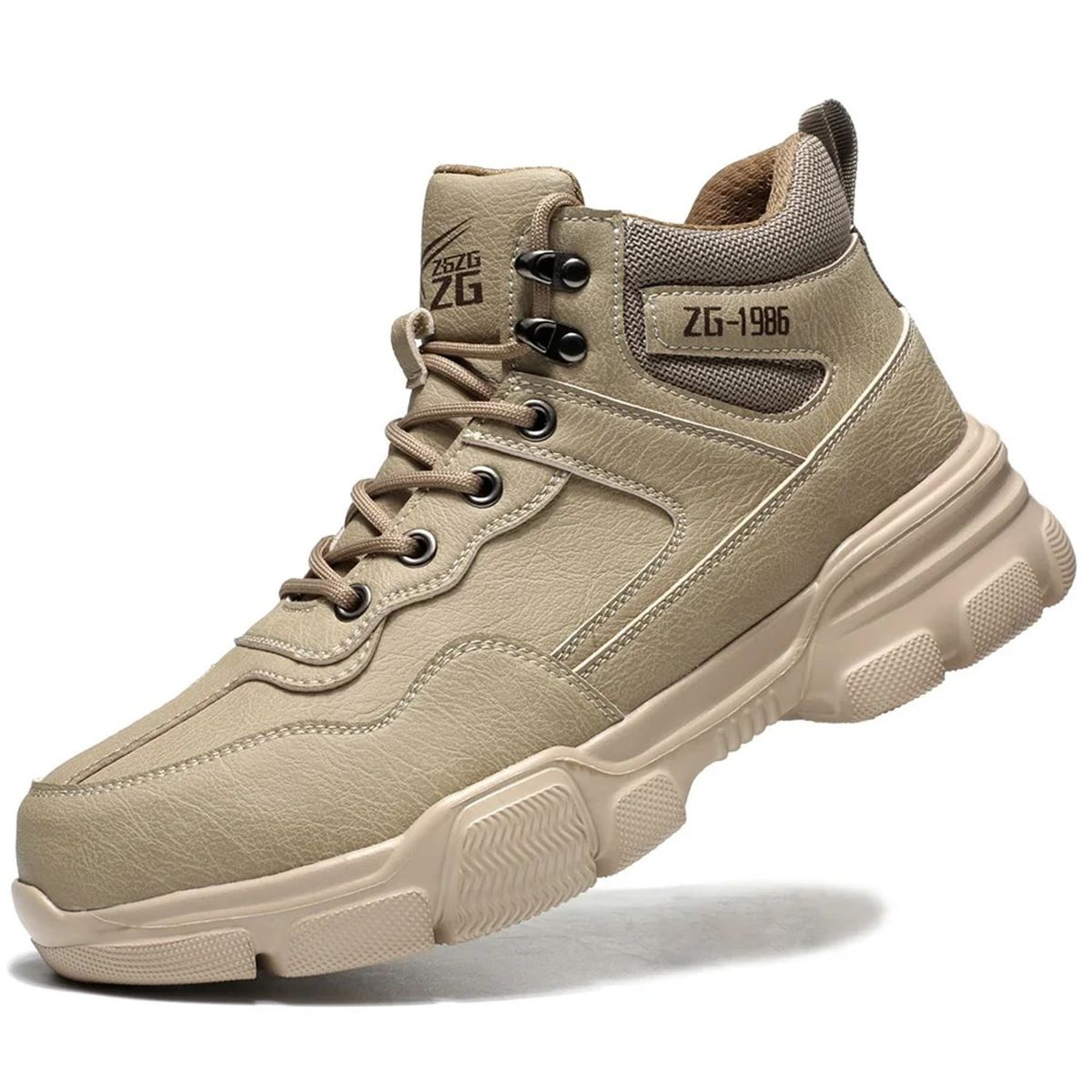 TIOZONEY - Bototos de seguridad Hombre - Beige