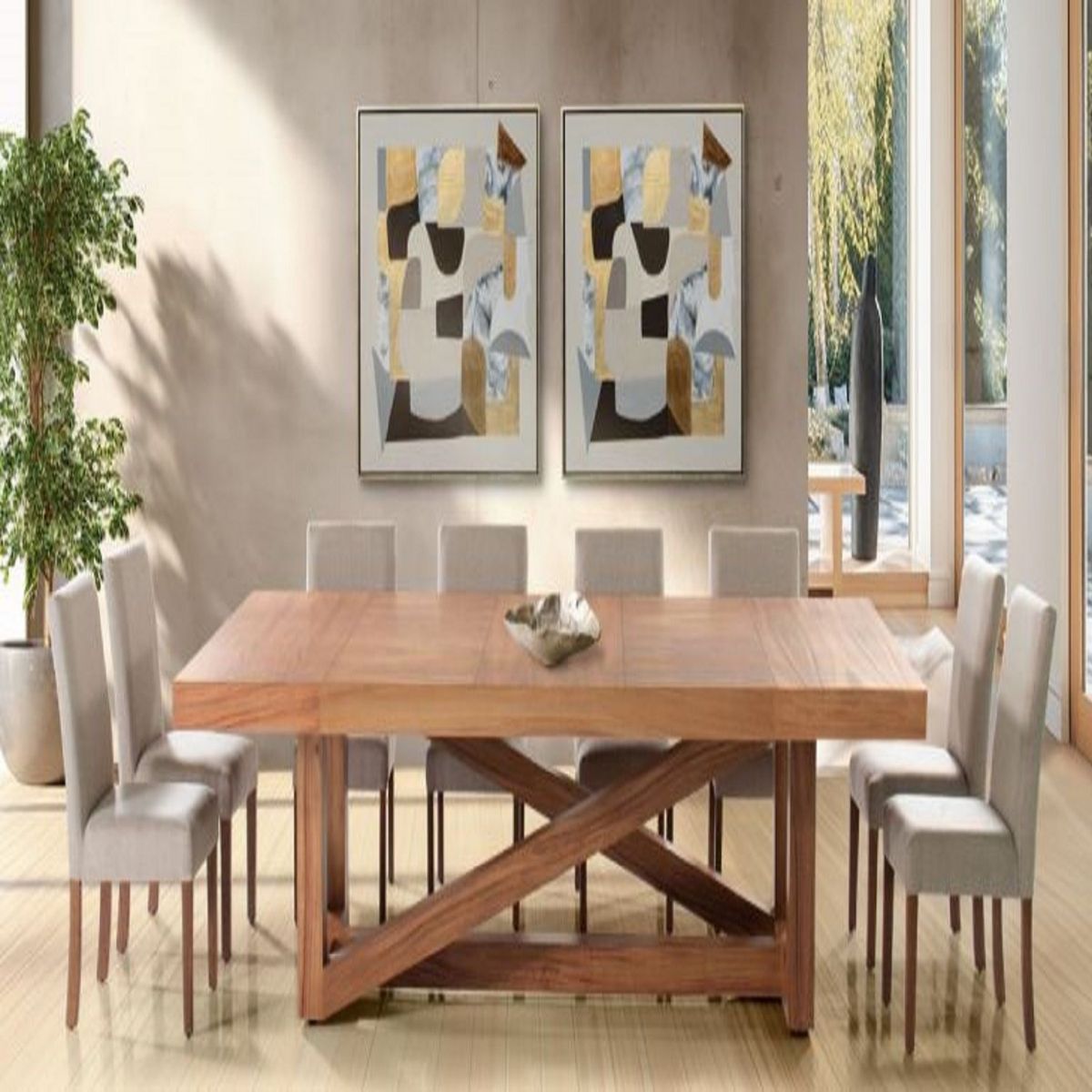 DMUEBLES - Comedor Dmuebles 8 sillas Ravello - Gris claro